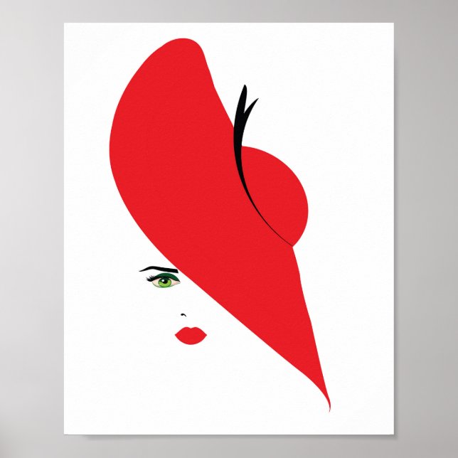 Poster elegant woman with red hat (Frente)