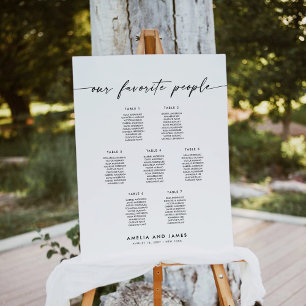 Poster Elegante 7 Mesa Gráfico de Assentos Favoritos Pess