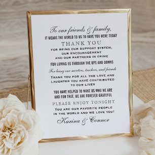 Pôster Elegante Agradecimento ao Convidado de Casamento P