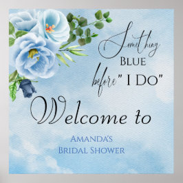 Poster Elegante Algo Chá de panela Azul Bem-vindo