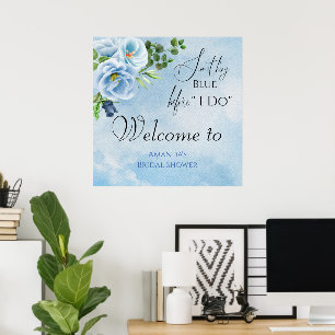 Poster Elegante Algo Chá de panela Azul Bem-vindo