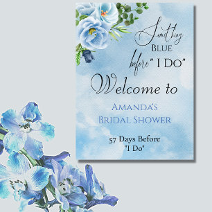 Poster Elegante Algo Chá de panela Floral Azul