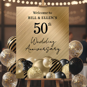 Poster Elegante Aniversário de 50 Anos de Casamento em Ou