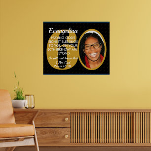 Poster Elegante Aniversário de 60 anos com Foto e Texto P
