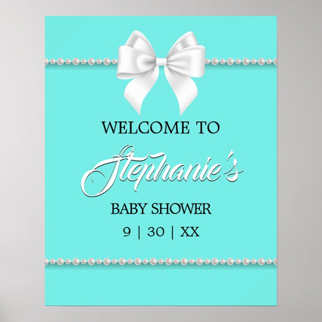 Poster Elegante Aqua Teal Tiffany - Sinal de boas-vindas  (Frente)