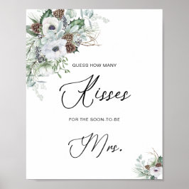 Poster Elegante Aquarela Inverno Anêmonas flores brava