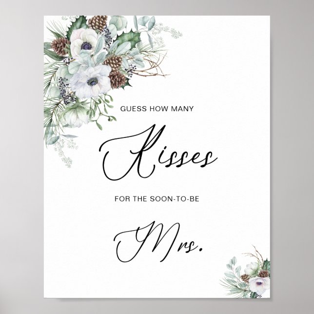 Poster Elegante Aquarela Inverno Anêmonas flores brava (Frente)