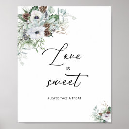 Poster Elegante Aquarela Inverno Anêmonas flores brava