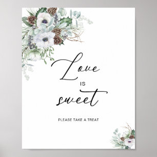 Poster Elegante Aquarela Inverno Anêmonas flores brava