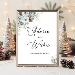 Poster Elegante Aquarela Inverno Anêmonas flores brava