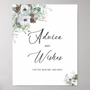 Poster Elegante Aquarela Inverno Anêmonas flores brava