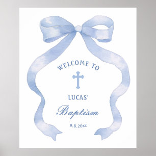 Poster Elegante Arco Azul Baptism Bem-vindo