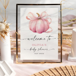 Poster Elegante Arco Pumpkin rosa Chá de fraldas bem-vind