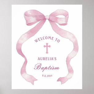 Poster Elegante Arco Rosa Batismo Bem-vindo