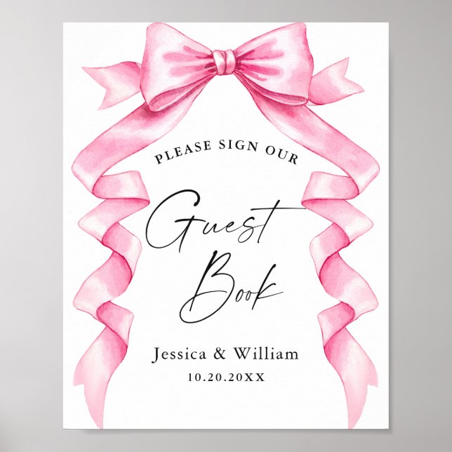 Poster Elegante Arco Rosa Nosso Guestbook Sinal De Casame (Frente)