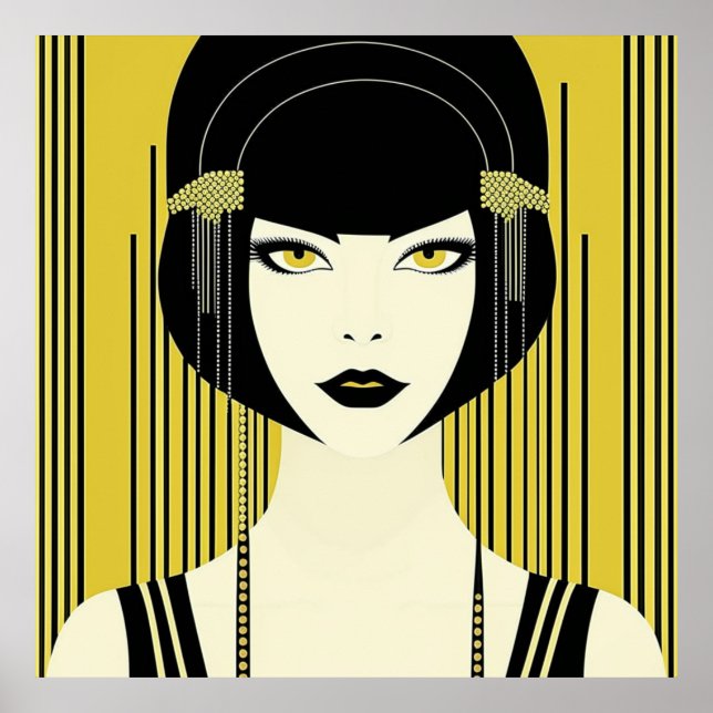 Poster Elegante Art Deco Flapper (Frente)