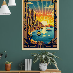Poster Elegante Art Deco Seaside