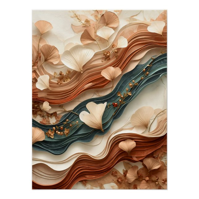 Pôster ✨Elegante Arte Abstrata em Camadas de Papel Botâni (Frente)