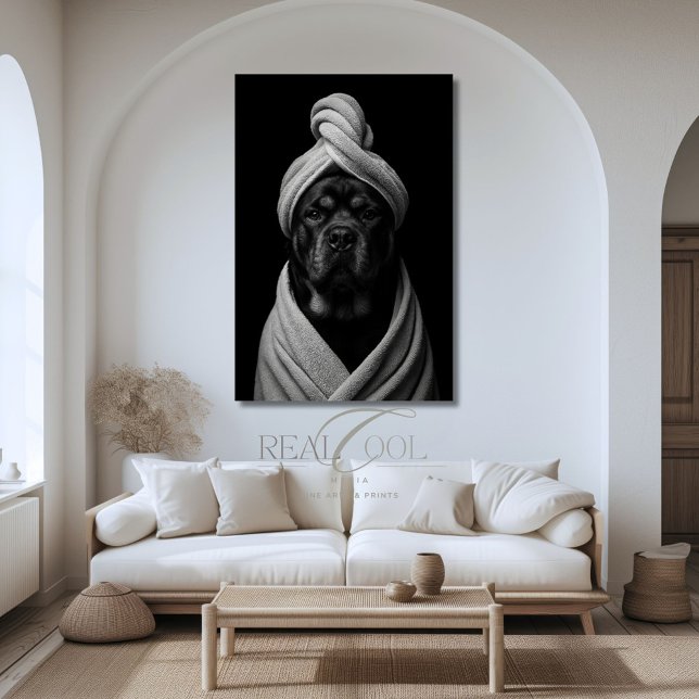 Poster Elegante Arte Canina de "Duke" em Towel Turban (Criador carregado)