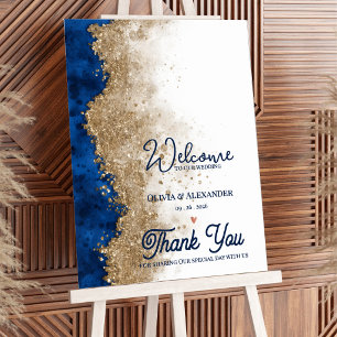 Poster Elegante Azul Marinho Dourado Realeza Bem-Vindo ao