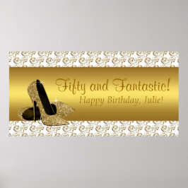 Poster Elegante Banner de Aniversário com Salto Alto Dour