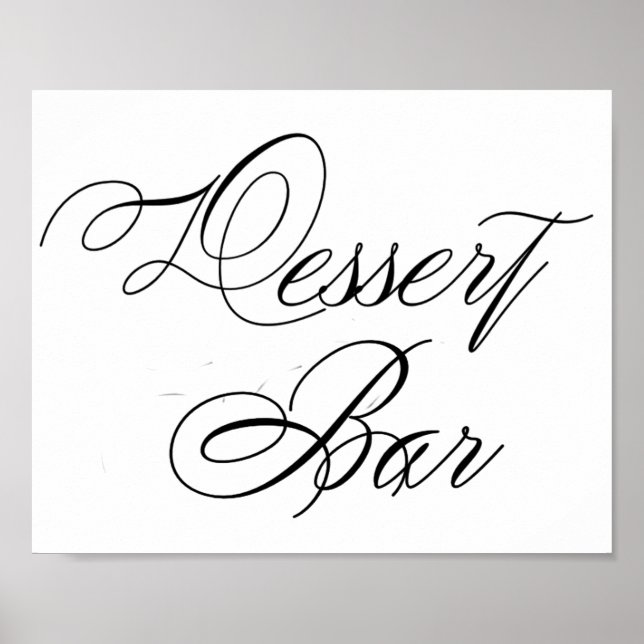 Poster Elegante Bar do Dessert Black Script | Sinal horiz (Frente)