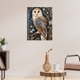 Poster Elegante Barn Owl William Morris Inspirou Floral