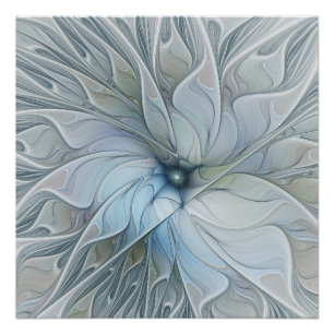 Pôster Elegante Beleza Arte Fractal Abstrata Moderna Flor