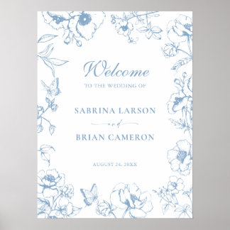 Poster Elegante Bem-vindo ao Casamento Floral em Jardim A