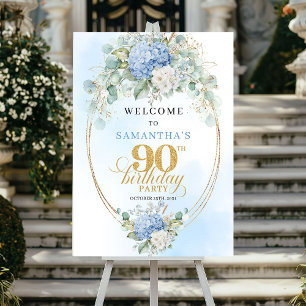 Poster Elegante Bem-vindo de Aniversário de 90 anos em Aq
