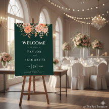 Elegante Bem-vindo de Casamento Floral Verde Esmer