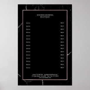 Poster Elegante Black Marble Rosegold