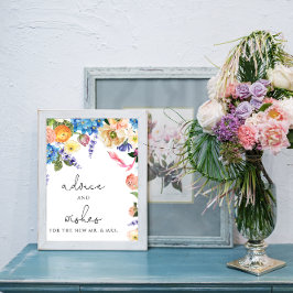 Poster Elegante Blue Hydrangea Advice & Deseja Sinal de P