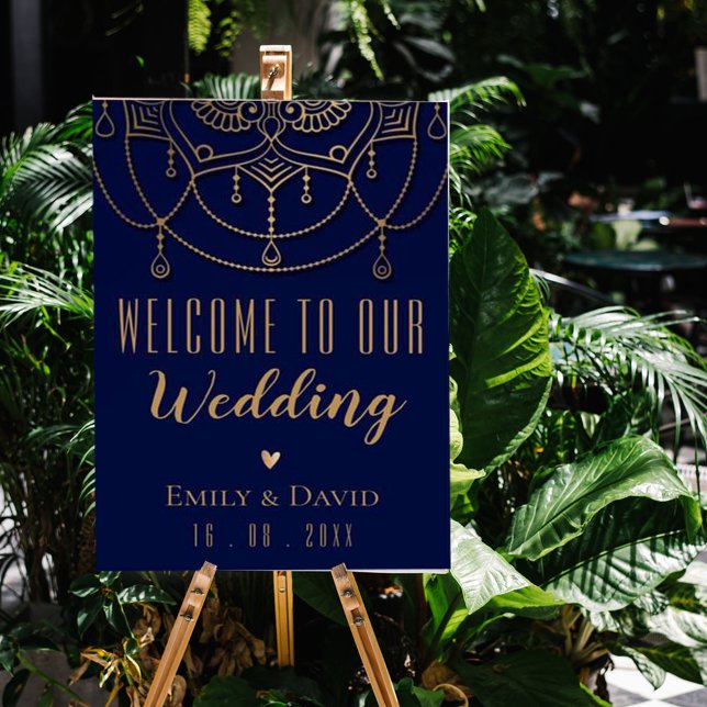 Poster Elegante Blue Indian Traditional Design Welcome (Criador carregado)