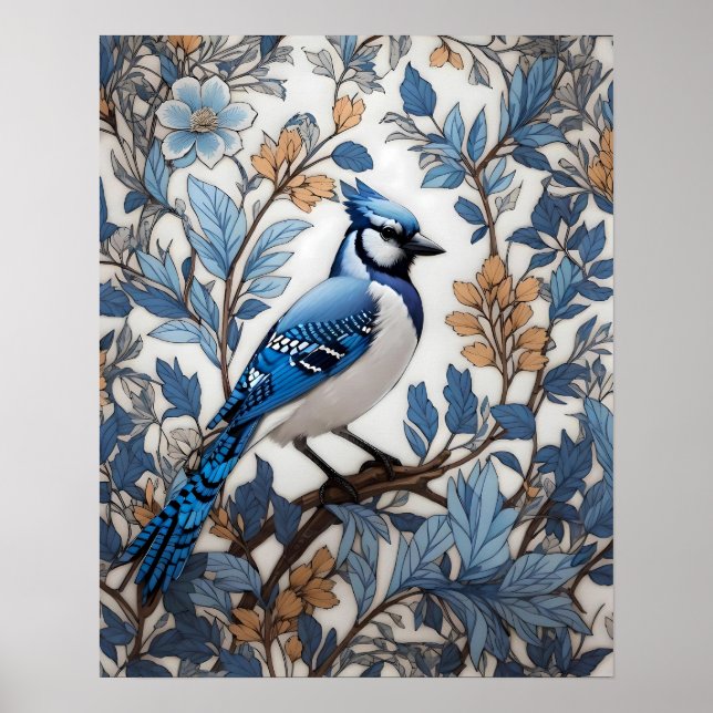 Poster Elegante Blue Jay William Morris Inspirou (Frente)