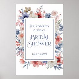 Poster Elegante Boas-vindas de Chá de Noiva Floral Pastel