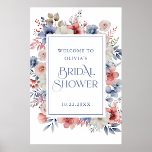 Poster Elegante Boas-vindas de Chá de Noiva Floral Pastel