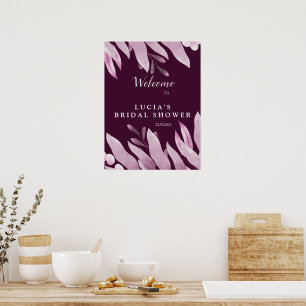 Poster Elegante Boas-vindas de Chuva de Arroz Burgundy co