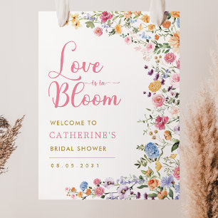Poster Elegante Boas-Vindas de Chuveiro de Noiva com Flor