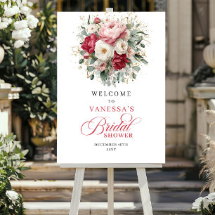 Poster Elegante Boas-Vindas de Chuveiro de Noiva Floral B
