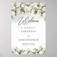 Elegante Boho White Roses Floral Garden verde