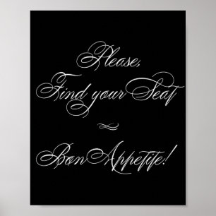 Poster Elegante Bon Appetite White Calliografia   Localiz