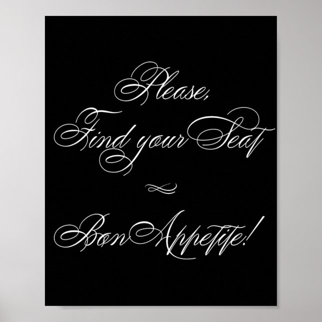 Poster Elegante Bon Appetite White Calliografia | Localiz (Frente)