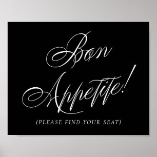 Poster Elegante Bon Appetite White Calliografia Lugares