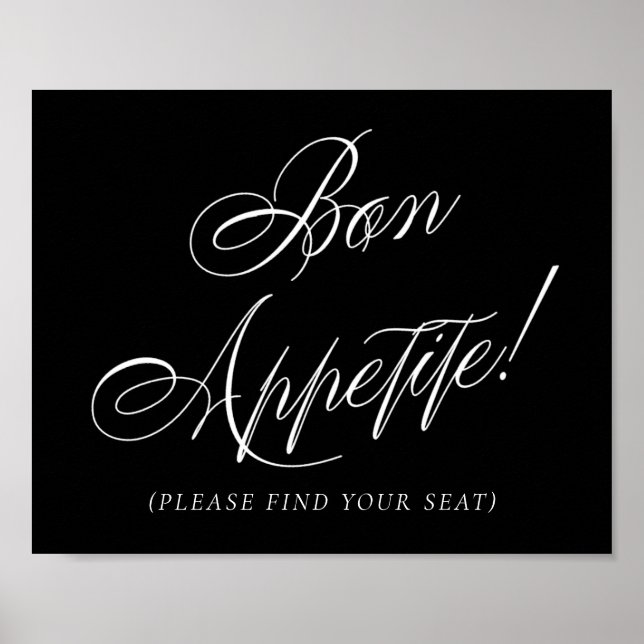 Poster Elegante Bon Appetite White Calliografia | Lugares (Frente)