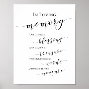 Poster Elegante bonito em sinal Loving do memorial da