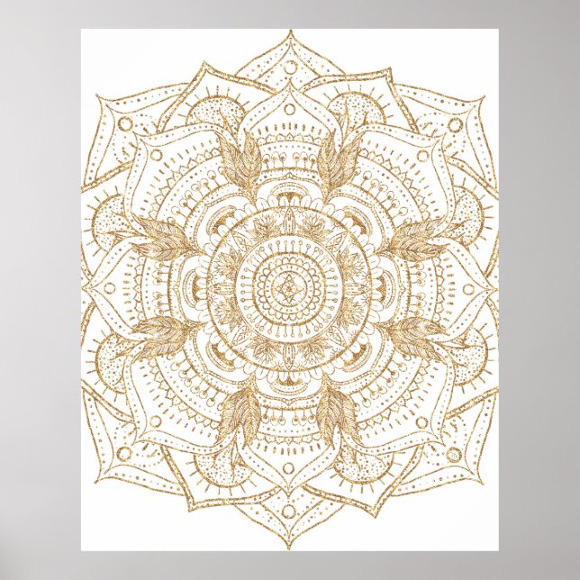 Poster Elegante, branco e Dourado, Design de desenho da m (Frente)