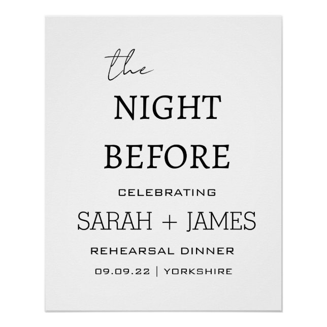 Pôster Elegante Branco Na Noite Antes Do Janto De Ensaio (Frente)