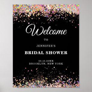 Poster Elegante Brilho Holográfico CHUVA DE NOIVA Preto P