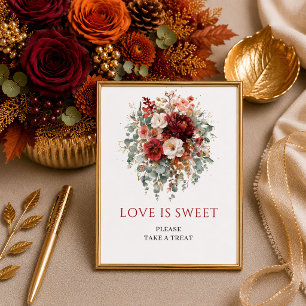 Poster Elegante bujo floral boho outono amor é doce 